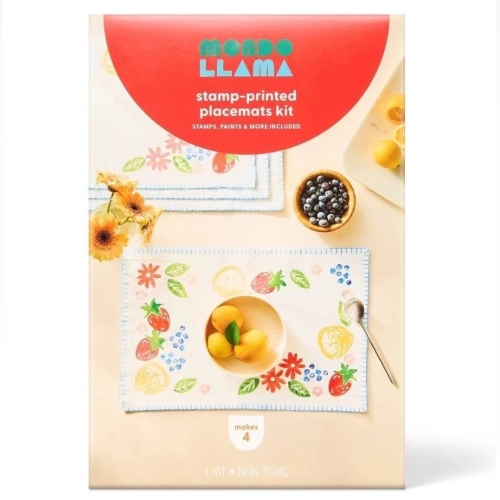 Mondo Llama Stamp-Printed Placemats Kit Brand New